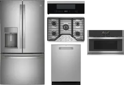 5 Piece Package Includes Refrigerator, Cooktop, Wall Oven, Microwave And Dishwasher